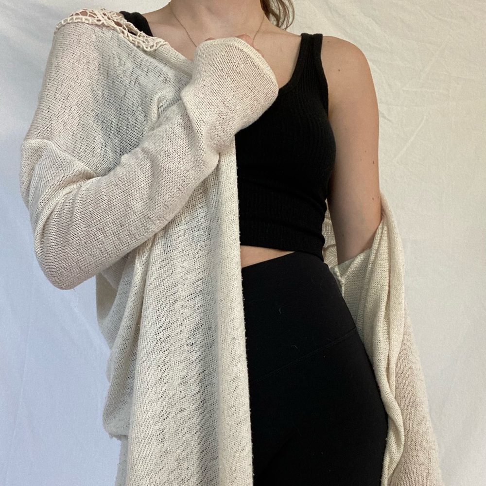 Vintage cream cardigan sweater with lace design small